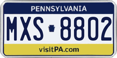 PA license plate MXS8802