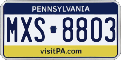 PA license plate MXS8803