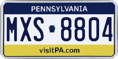 PA license plate MXS8804