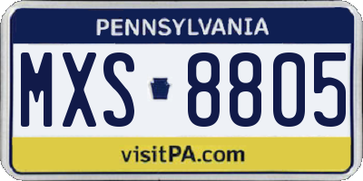 PA license plate MXS8805