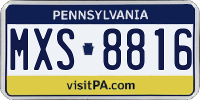 PA license plate MXS8816