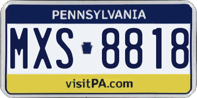 PA license plate MXS8818