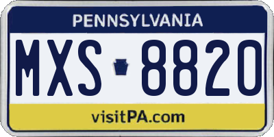 PA license plate MXS8820