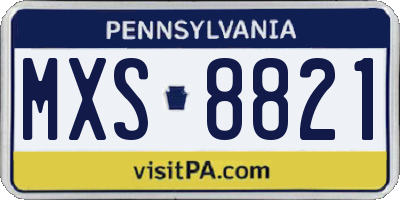 PA license plate MXS8821