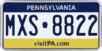 PA license plate MXS8822