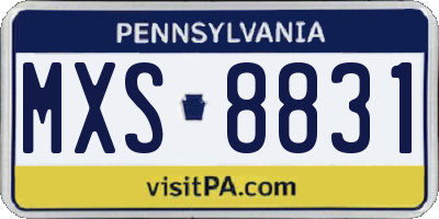 PA license plate MXS8831
