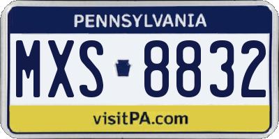 PA license plate MXS8832