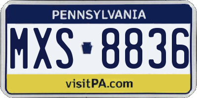 PA license plate MXS8836