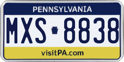 PA license plate MXS8838