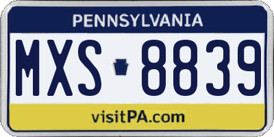 PA license plate MXS8839