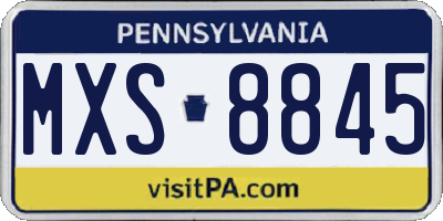 PA license plate MXS8845