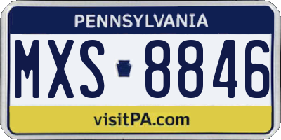 PA license plate MXS8846