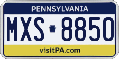 PA license plate MXS8850