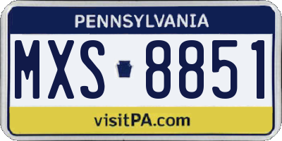 PA license plate MXS8851