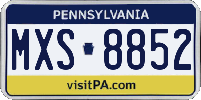 PA license plate MXS8852