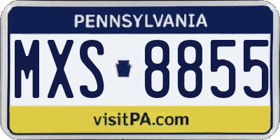 PA license plate MXS8855