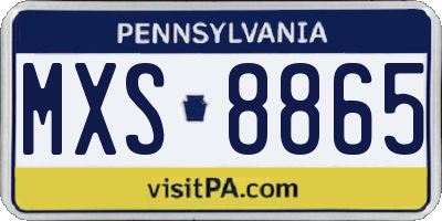 PA license plate MXS8865
