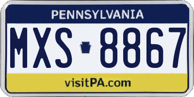 PA license plate MXS8867