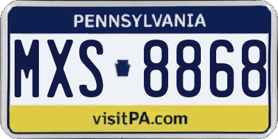 PA license plate MXS8868