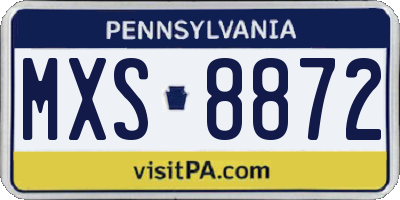 PA license plate MXS8872