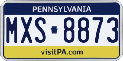 PA license plate MXS8873