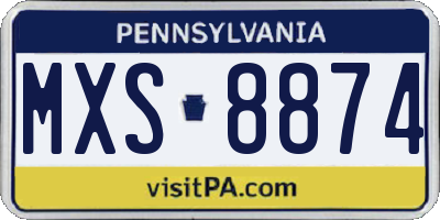 PA license plate MXS8874
