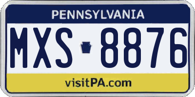 PA license plate MXS8876