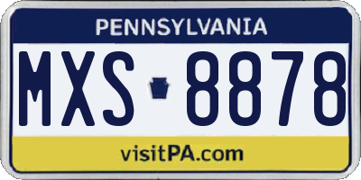PA license plate MXS8878