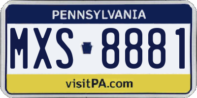 PA license plate MXS8881