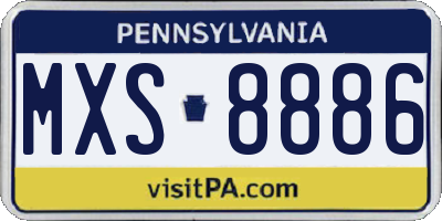 PA license plate MXS8886