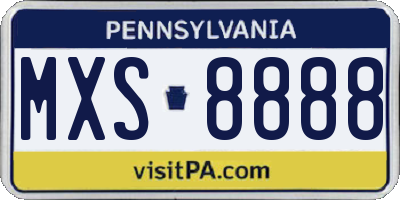PA license plate MXS8888