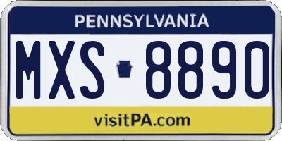 PA license plate MXS8890