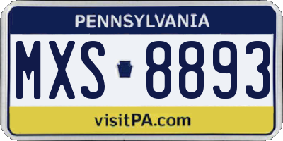 PA license plate MXS8893