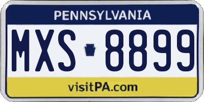 PA license plate MXS8899