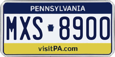 PA license plate MXS8900