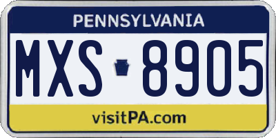 PA license plate MXS8905