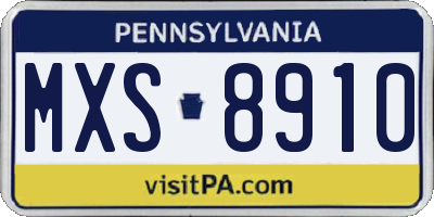 PA license plate MXS8910