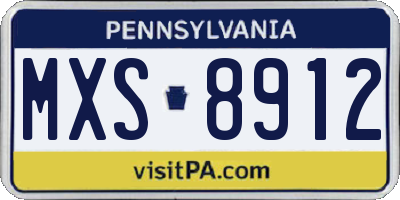 PA license plate MXS8912