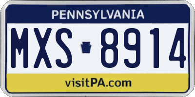 PA license plate MXS8914