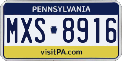 PA license plate MXS8916