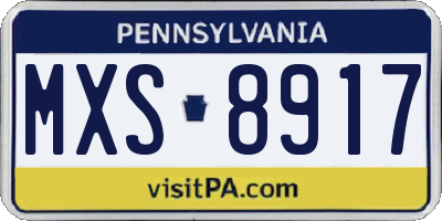 PA license plate MXS8917
