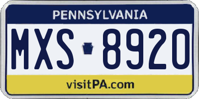 PA license plate MXS8920