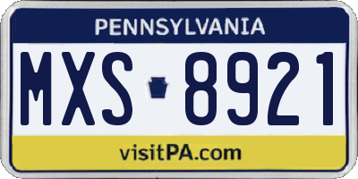PA license plate MXS8921