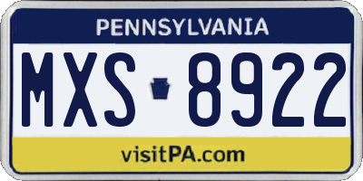 PA license plate MXS8922