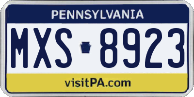 PA license plate MXS8923