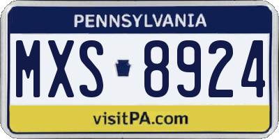 PA license plate MXS8924