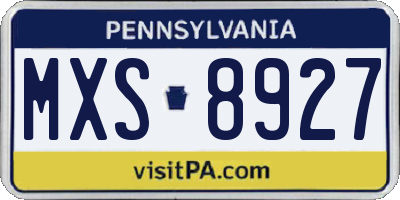 PA license plate MXS8927