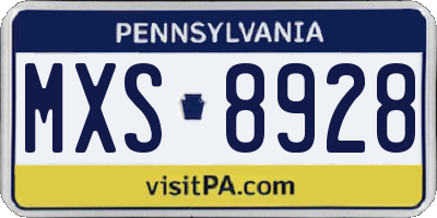 PA license plate MXS8928