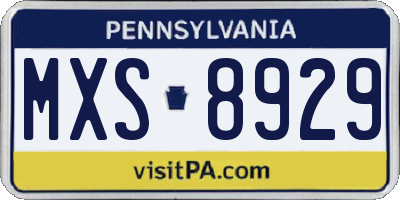 PA license plate MXS8929