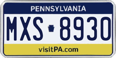 PA license plate MXS8930